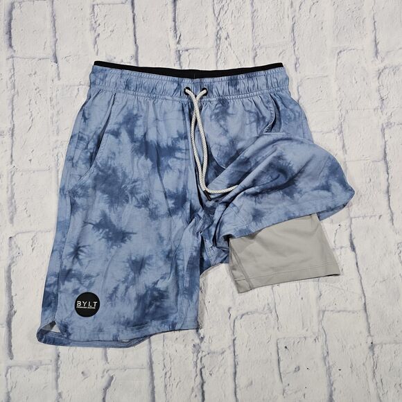 BYLT Premium Basics MENS SIZE S 6" Active Training Shorts Drawstring Lined Blue - Picture 2 of 11